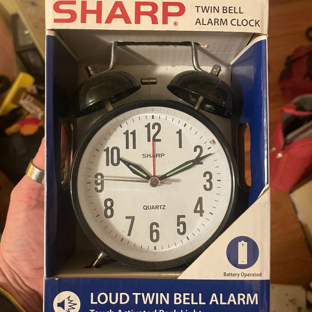NIB Sharp twin bell alarm clock